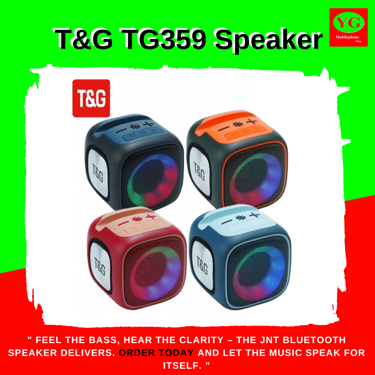 T&G TG359 Portable Wireless Bluetooth Speaker with LED RGB Light, Radio Station Broadcast, and TF Card Support