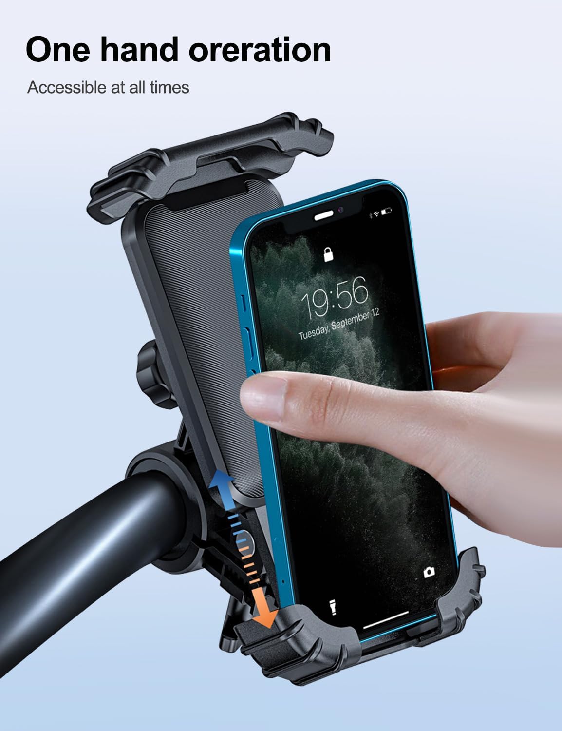 Bicycle Motorcycle Cell Phone Holder - 360° Rotation Bike Phone Mount for iPhone and Samsung Galaxy (4.7''-6.8'' Phones)