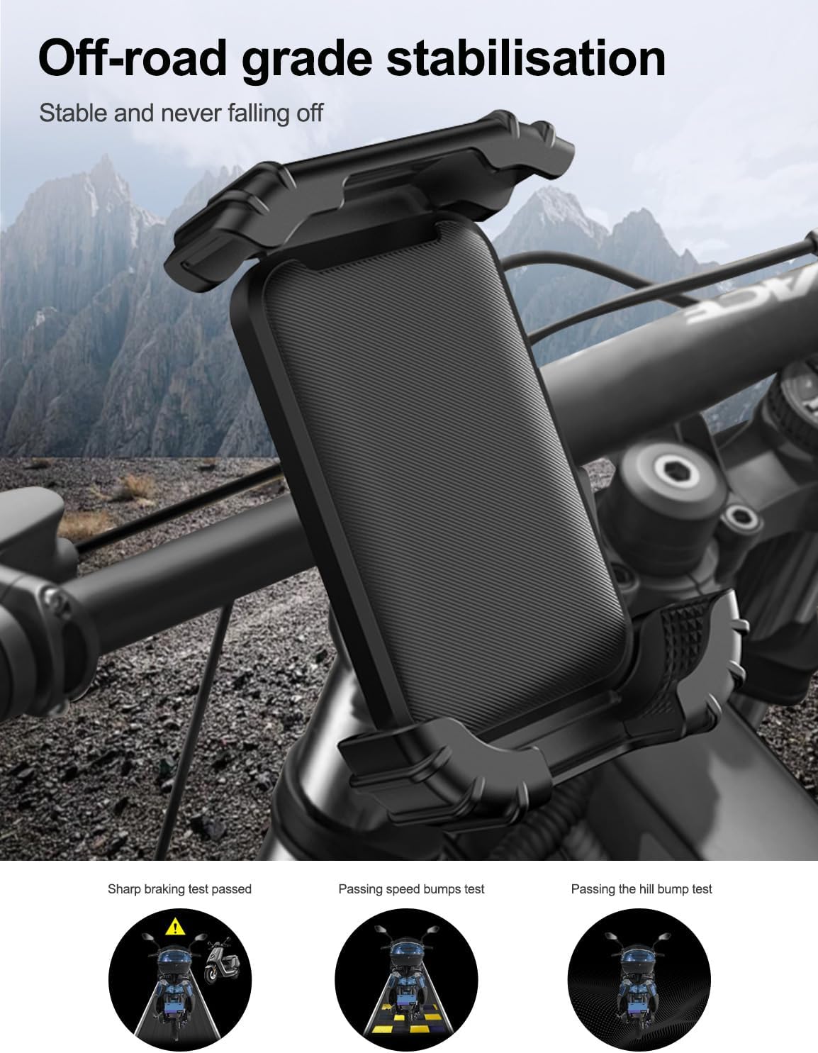 Bicycle Motorcycle Cell Phone Holder - 360° Rotation Bike Phone Mount for iPhone and Samsung Galaxy (4.7''-6.8'' Phones)