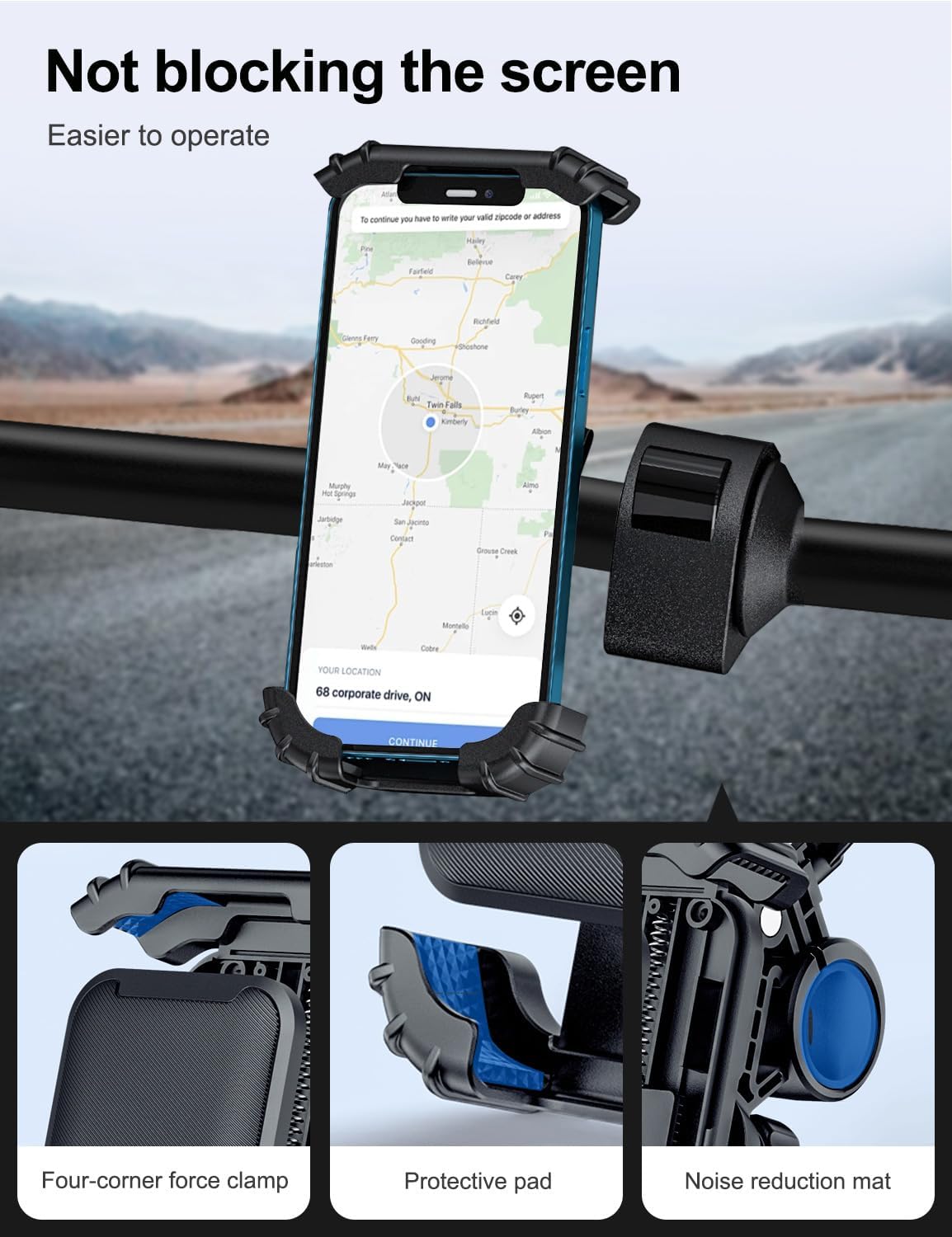 Bicycle Motorcycle Cell Phone Holder - 360° Rotation Bike Phone Mount for iPhone and Samsung Galaxy (4.7''-6.8'' Phones)